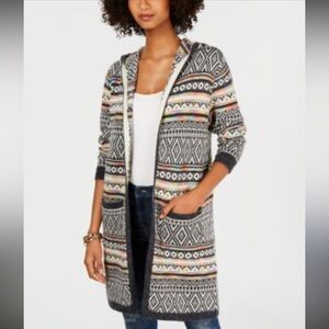 Monteau hooded duster Knit Cardigan EUC M
